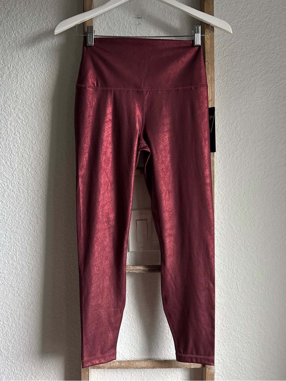 90 Degrees by Reflex Leatherette Tummy Control Leggings NWT Sz: Med